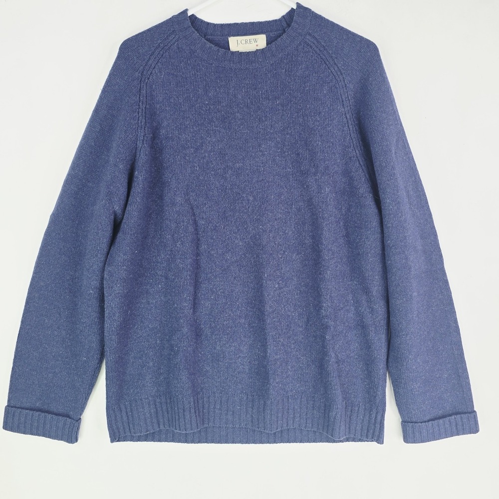 J. Crew Men's Size Medium 100% Wool Navy Blue Sweater Long Sleeve Style#61405 - Picture 2 of 8